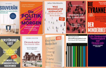 Buchcover der politischen Bücher des Lesekreises für Demokratie